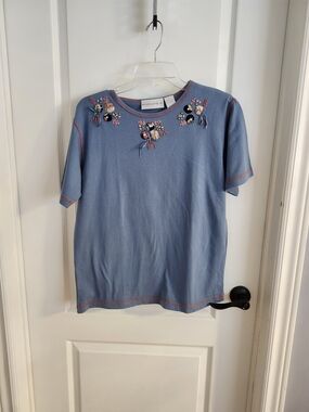 Embroidered Blue Short-Sleeve Tee